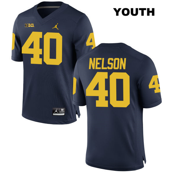 Youth NCAA Michigan Wolverines Ryan Nelson #40 Navy Jordan Brand Authentic Stitched Football College Jersey PT25C18SK